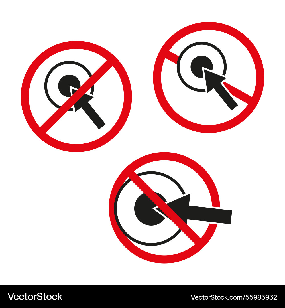 No cursor icons prohibited pointer shapes warning vector image