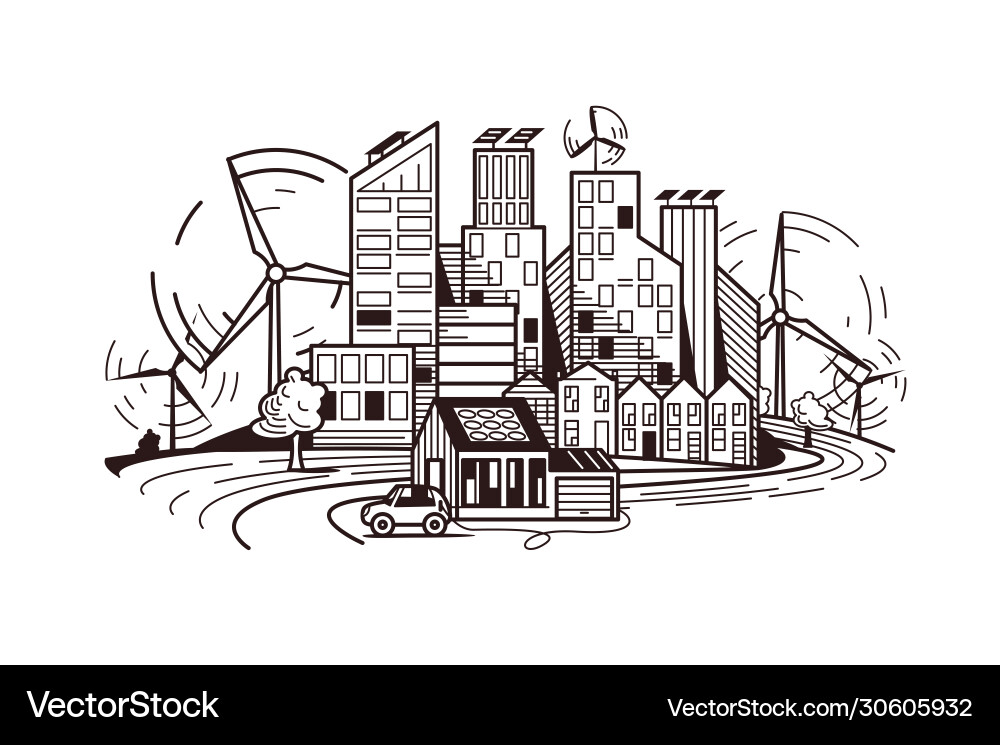Renewable Energy City Vector Image