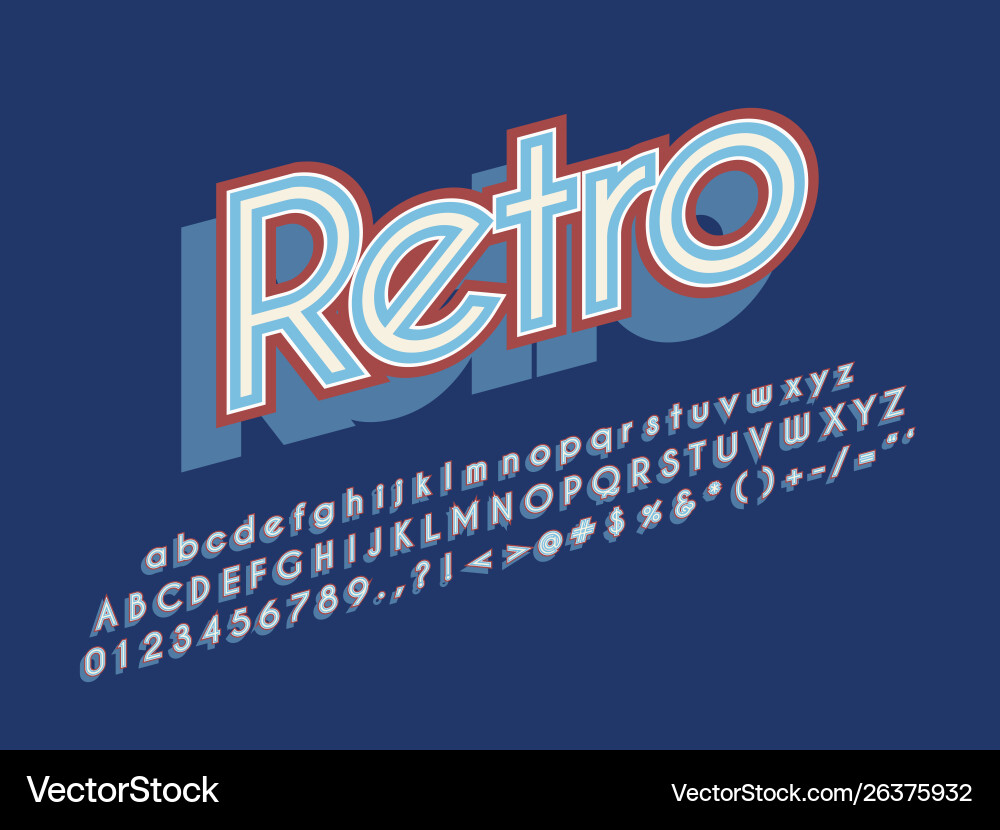Retro font and alphabet stock Retro font and alphabet stock vector image