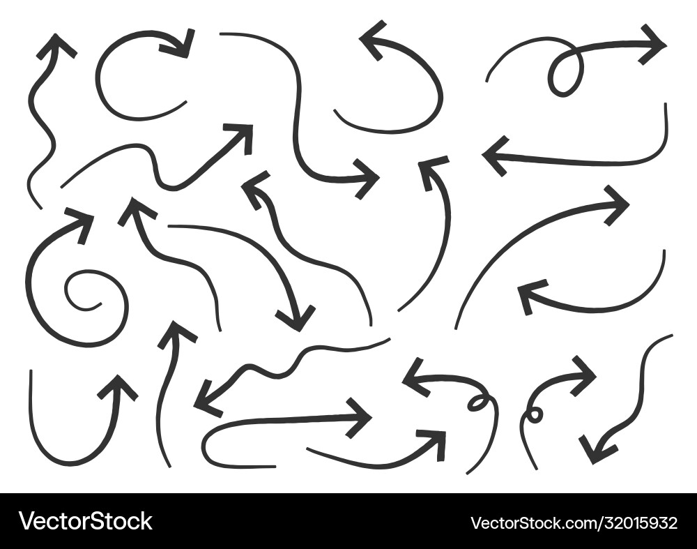 Set hand drawn arrows doodle design elements Set hand drawn arrows doodle design elements vector image