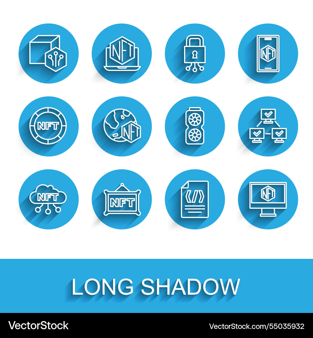 Set line nft cloud digital crypto art binary code Set line nft cloud digital crypto art binary code vector image
