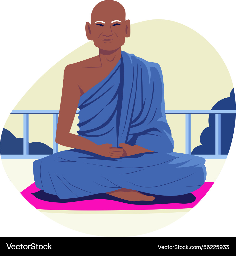 A flat style of monk character Vector Image