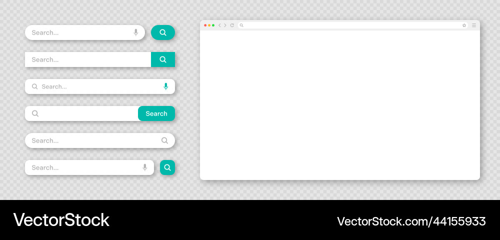 Blank internet browser window with various search Blank internet browser window with various search vector image