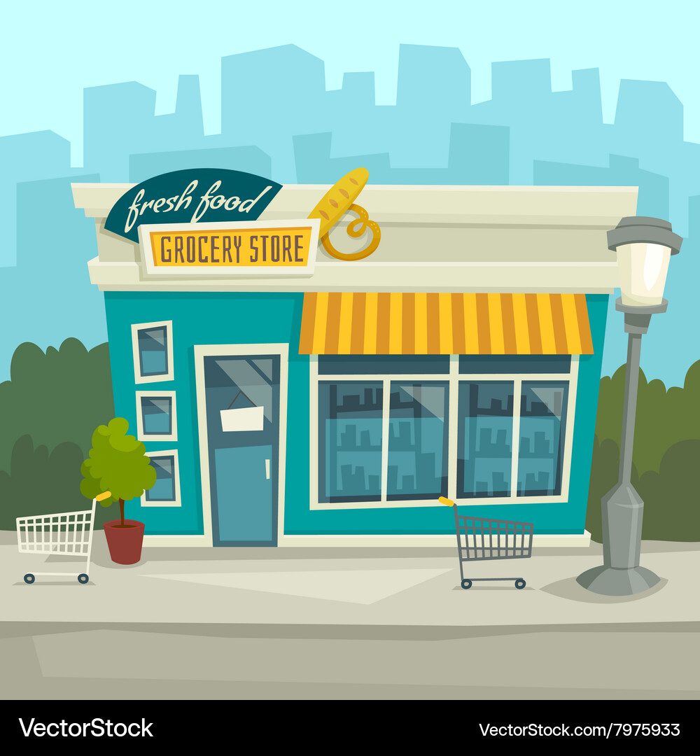 Cartoon Shop on City Street Vector Image