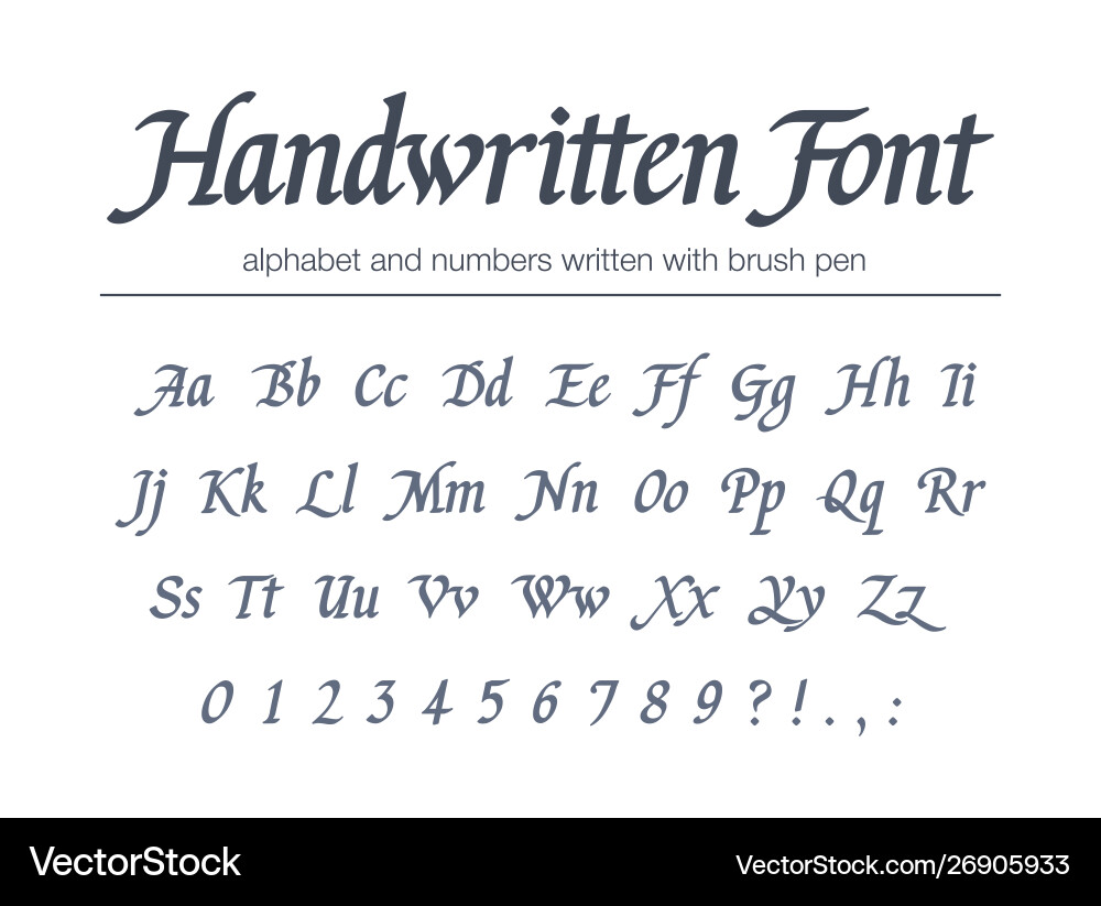 Elegant Handwritten Brush Script Font Vector Image