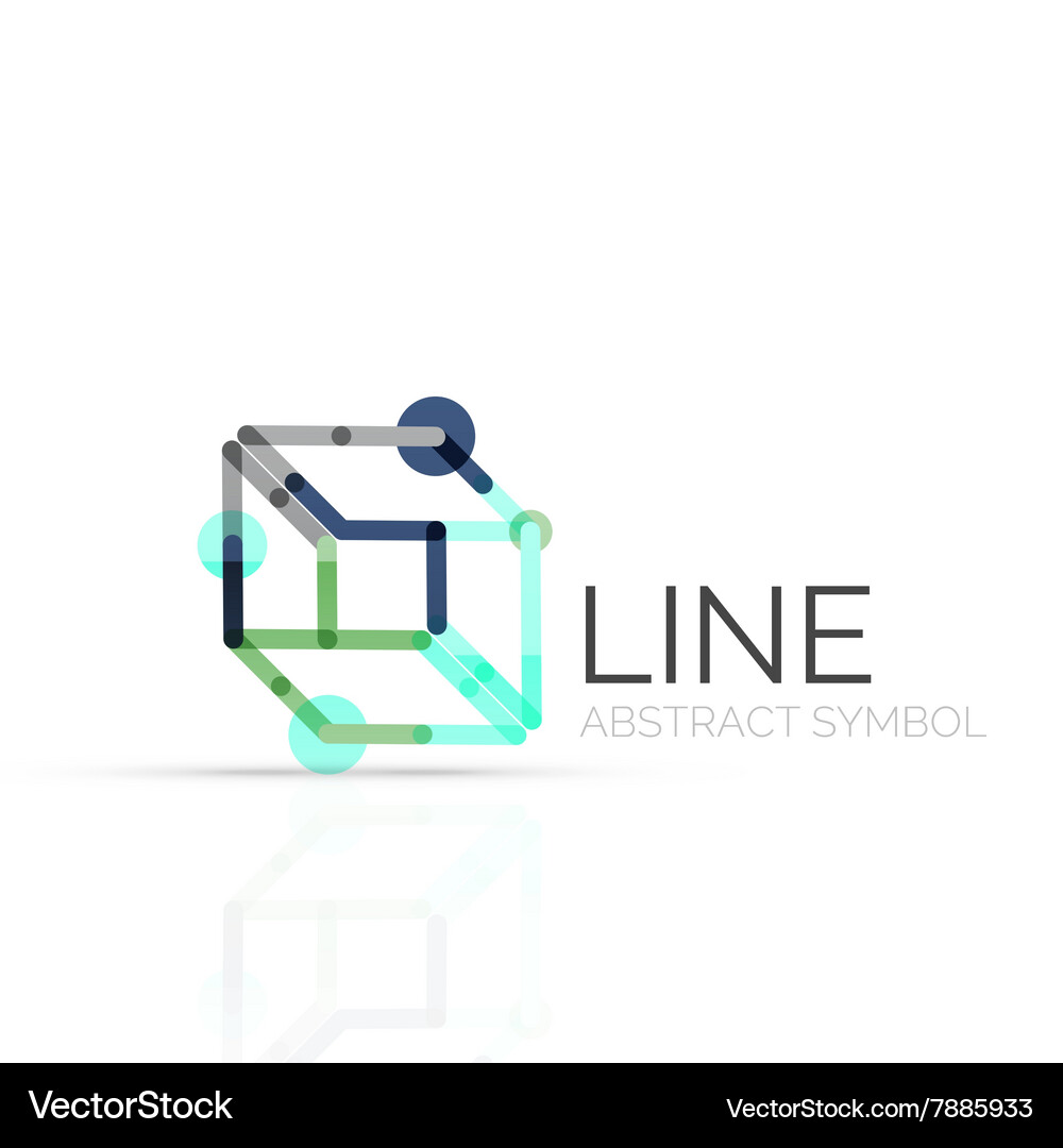Linear abstract logo connected multicolored Vector Image