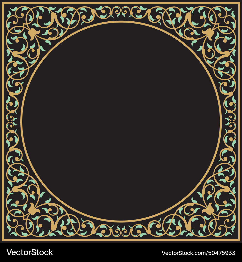 Ornamental design pattern on square frame border Ornamental design pattern on square frame border vector image