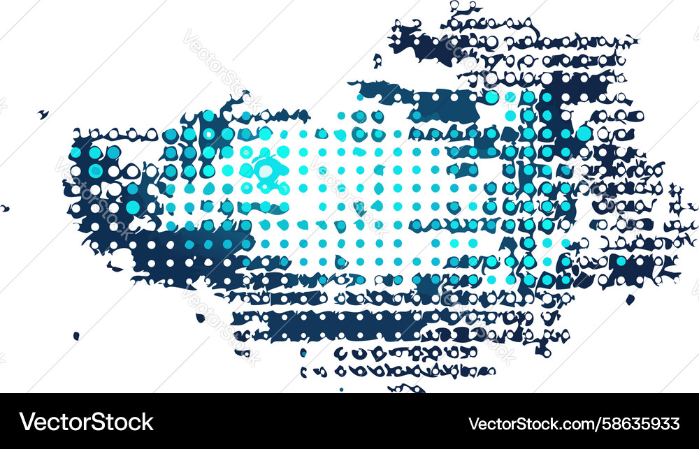 Pixelated AI Brain Data Flow Vector Image