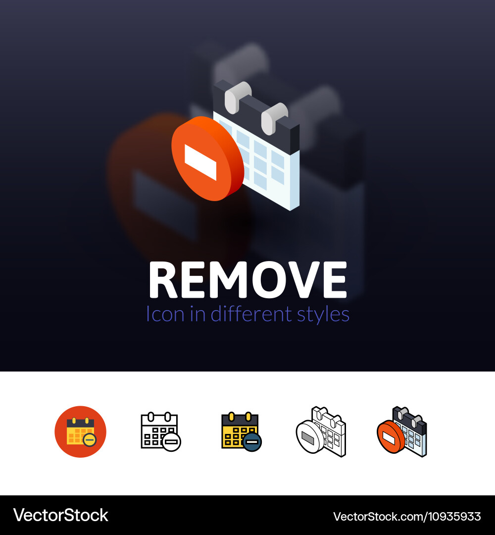 Remove icon in different style vector image
