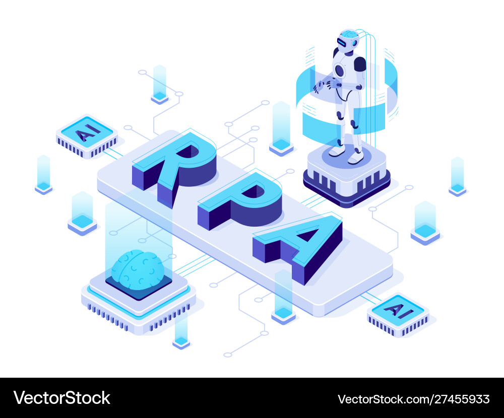 Robotic Process Automation (RPA) - Isometric vector image