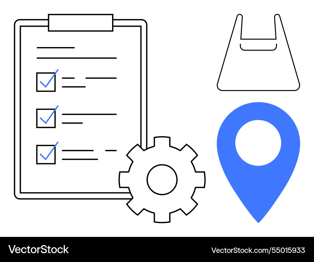 Task management with checklist settings gear Task management with checklist settings gear vector image