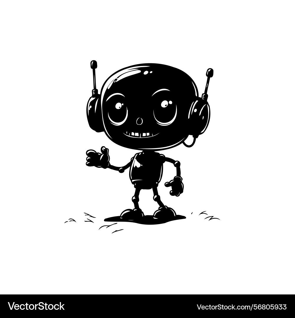 Whimsical robot character with friendly gesture vector image