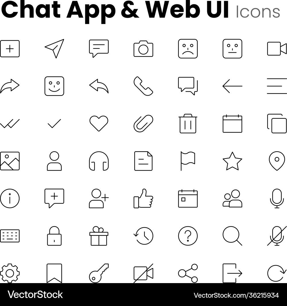 Chat app user interface icon set vector image