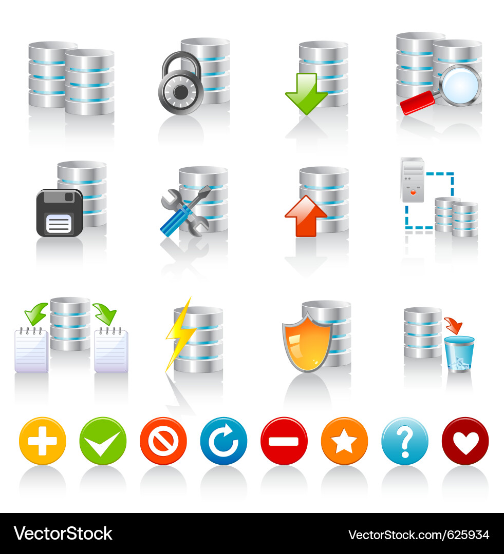 Database Icon Set Vector Image