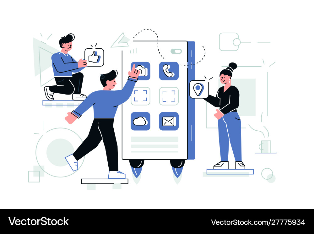 Designers creating internet application Designers creating internet application vector image