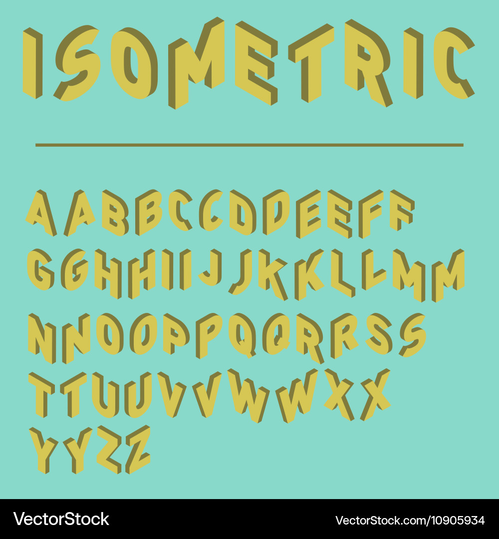 Isometric font with two versions of each letters Vector Image