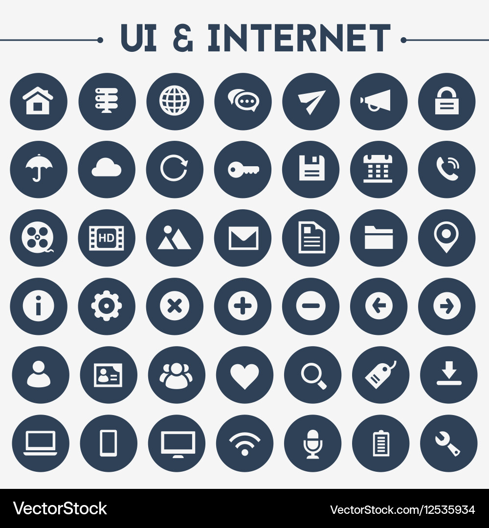 Modern UI & Internet Icon Set Vector Image