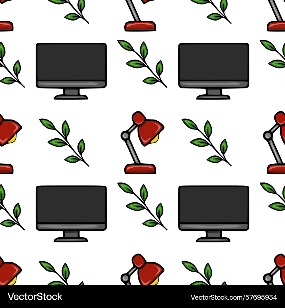 Seamless pattern featuring stylized computer Seamless pattern featuring stylized computer vector image