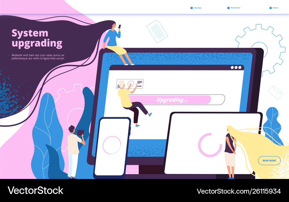 Upgrading system program installation upgrade Upgrading system program installation upgrade Vector Image