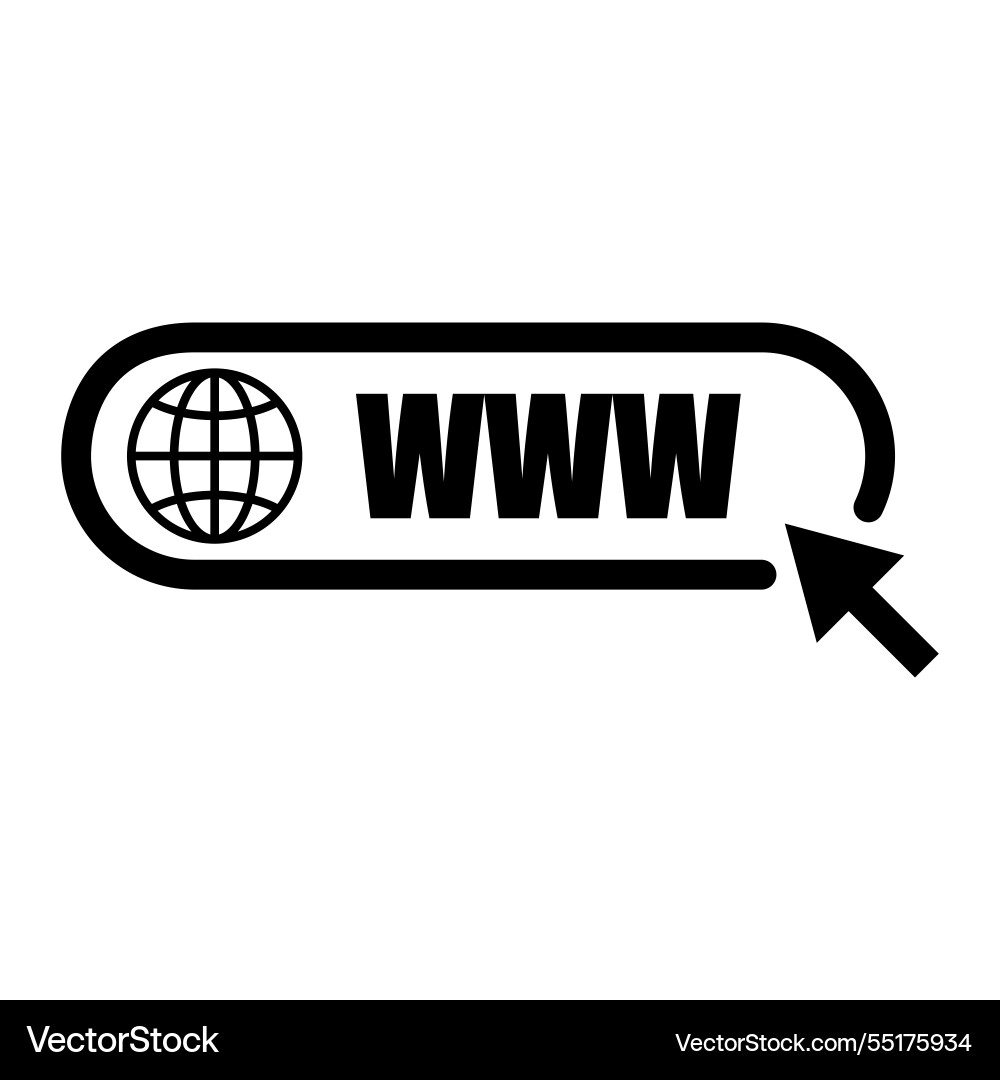 Www text icon globe domain shape address bar Www text icon globe domain shape address bar vector image