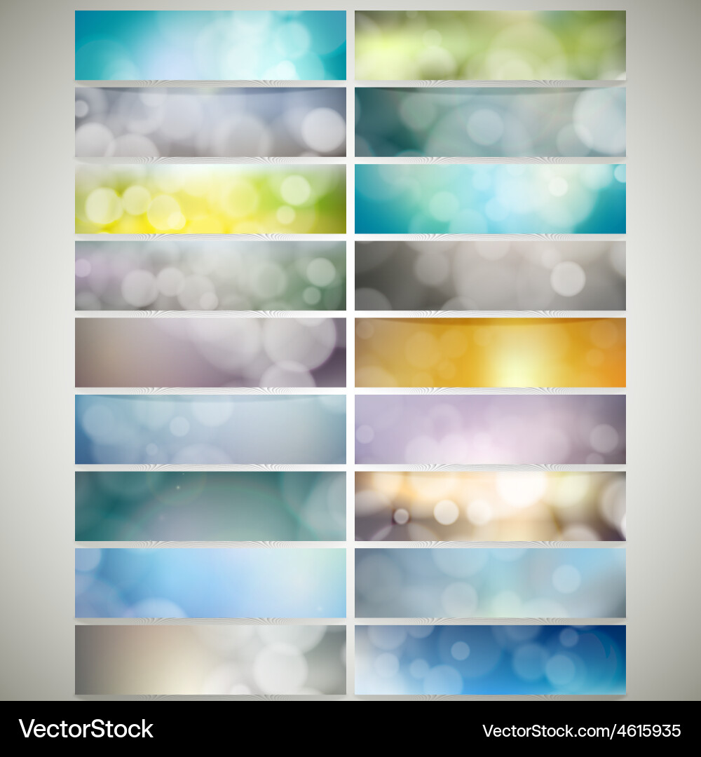 Blurry backgrounds set with bokeh effect web Vector Image
