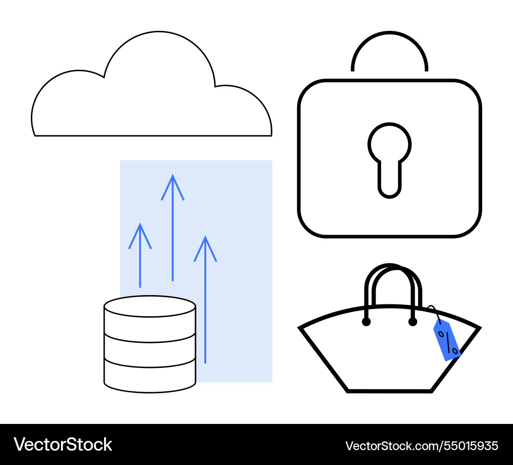 Digital cloud storage and security with data Digital cloud storage and security with data vector image