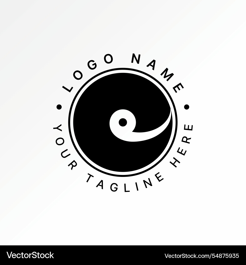 Initial e font circle negative space stripe vector image