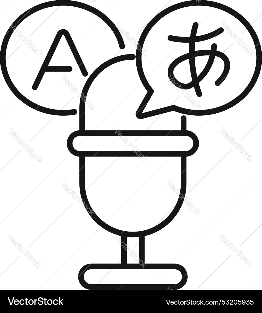 Microphone translating languages icon with speech Microphone translating languages icon with speech vector image