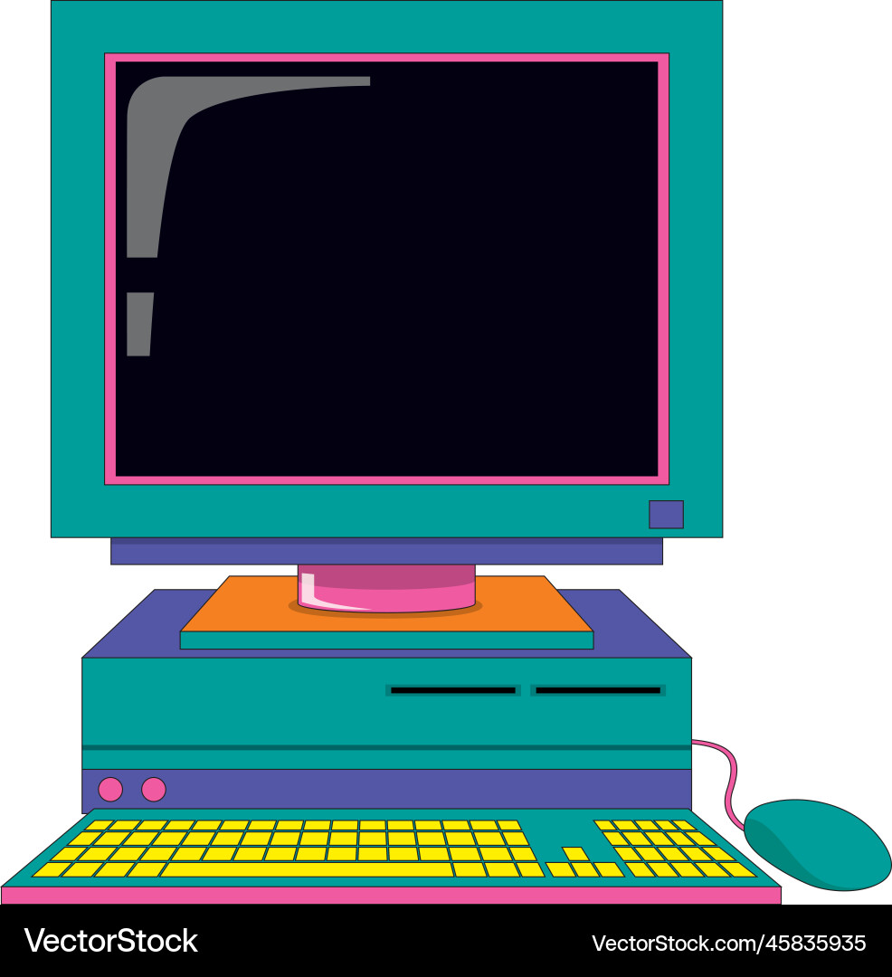 Retro computer device isolated Retro computer device isolated vector image