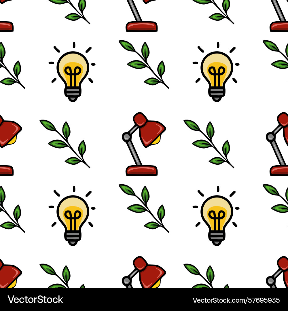 Seamless pattern featuring red desk lamps bright Vector Image