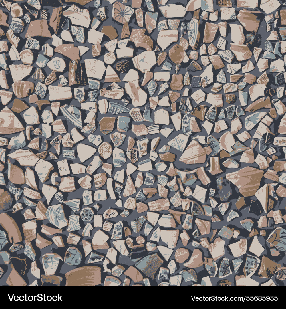 Seamless pattern with fragments of ancient clay Seamless pattern with fragments of ancient clay vector image