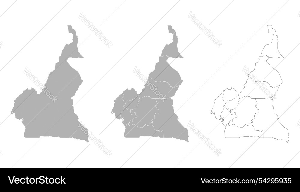 Set of cameroon maps with main map and regional Vector Image