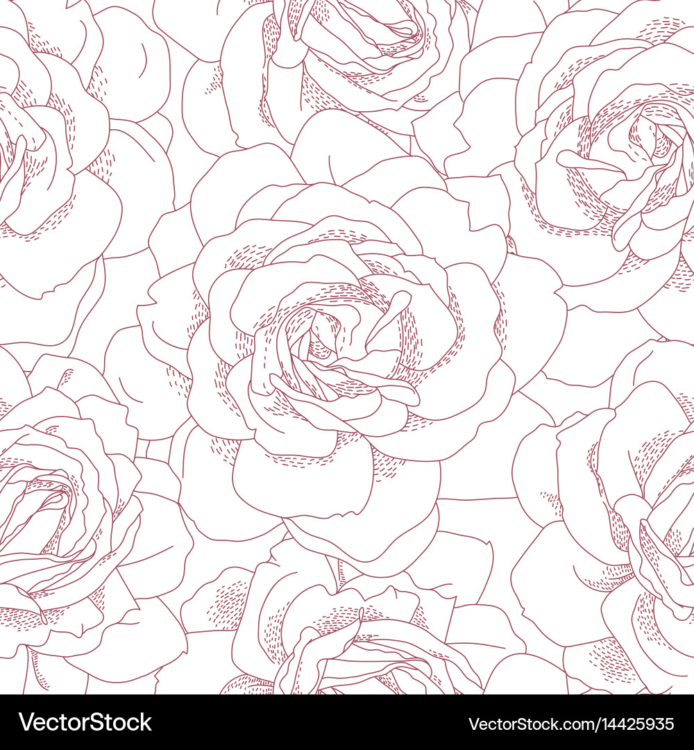 Vintage Roses Seamless Pattern Vector Image