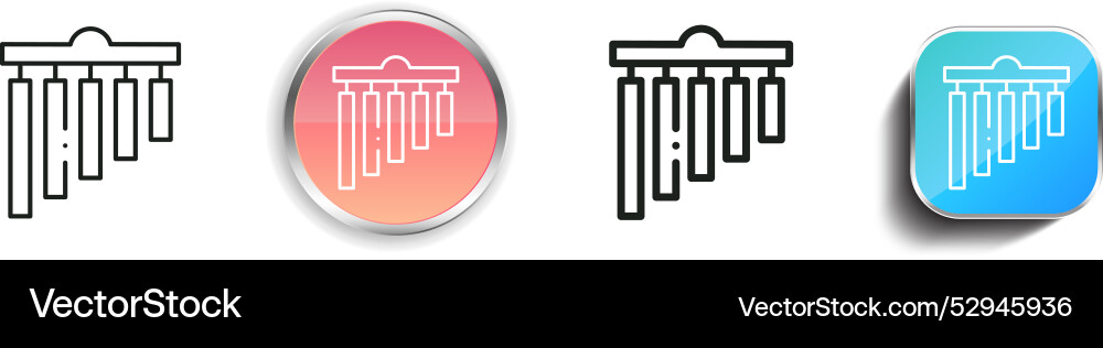 Chimes icon thin linear regular and button style vector image