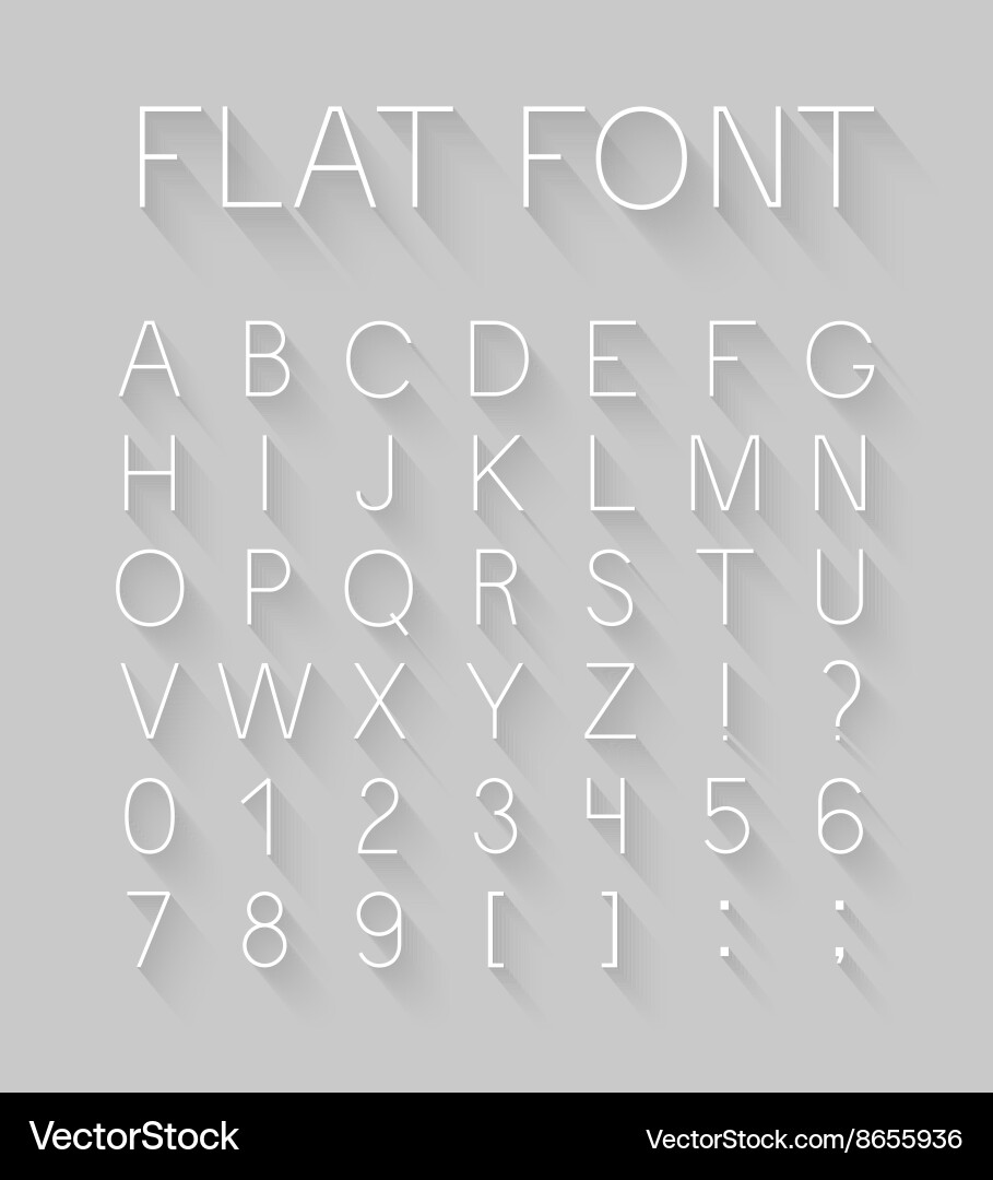 Flat font with long shadow effect vector image
