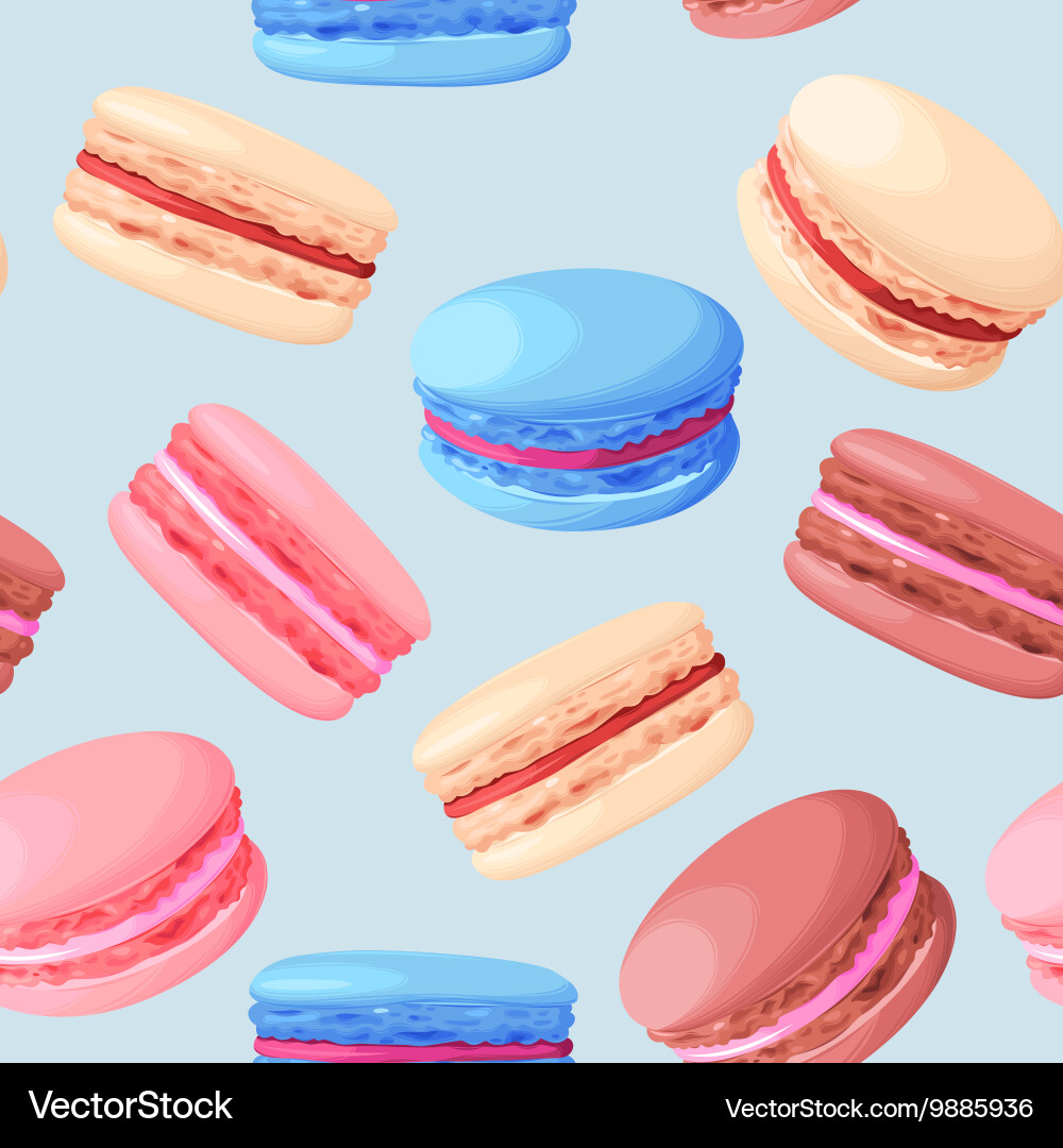 Pastel Macarons Seamless Pattern Vector Image