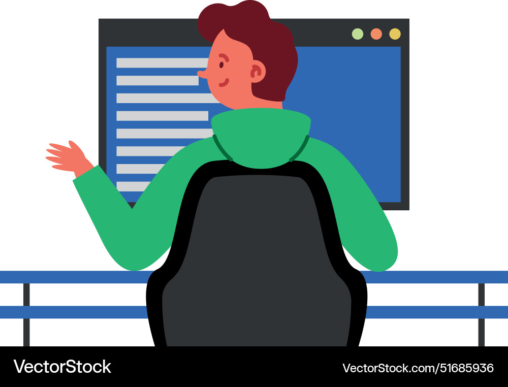 Programmer man working development project vector image
