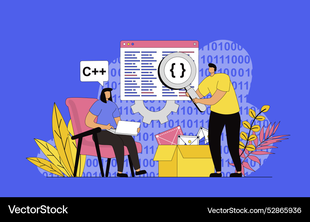 Programming software concept with modern flat Vector Image