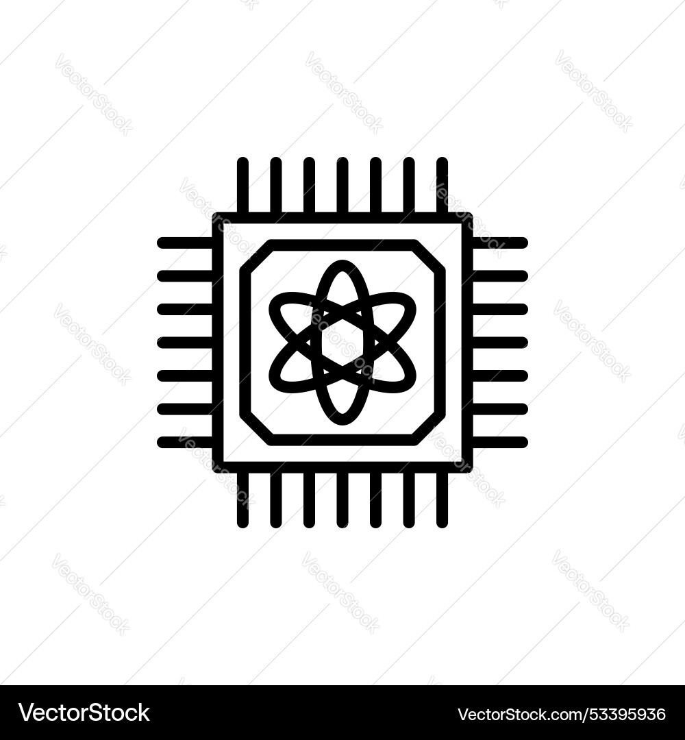 Quantum computing line icon isolated on white Quantum computing line icon isolated on white vector image