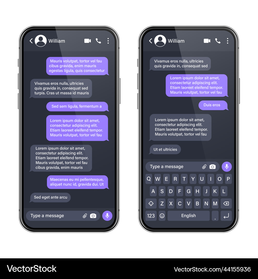 Realistic smartphone with messaging app sms text Realistic smartphone with messaging app sms text vector image