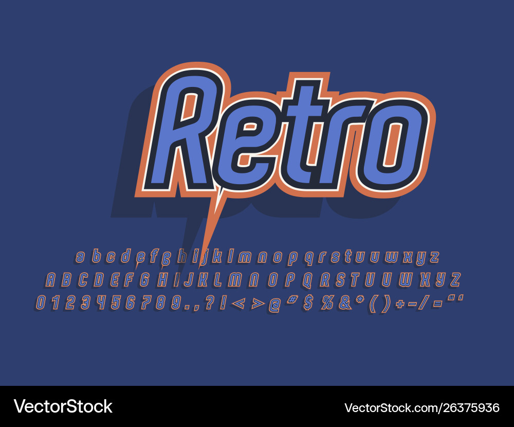 Retro font and alphabet stock Retro font and alphabet stock vector image