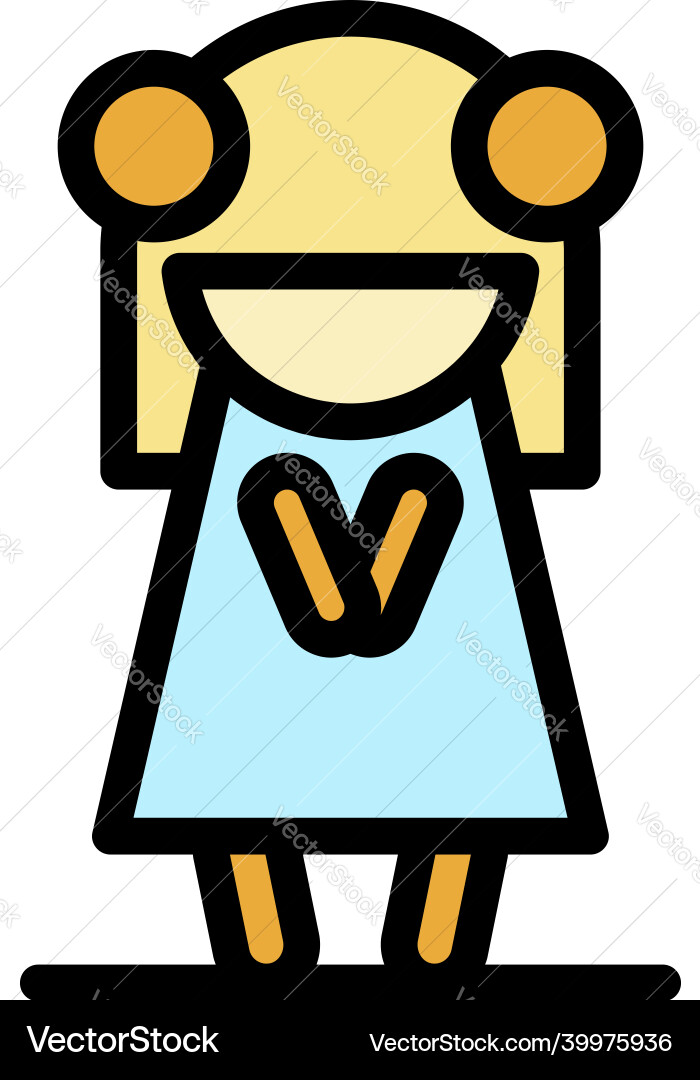 Süße Puppe Symbol Farbe Umriss Süße Puppe Symbol Farbe Umriss vektorbild
