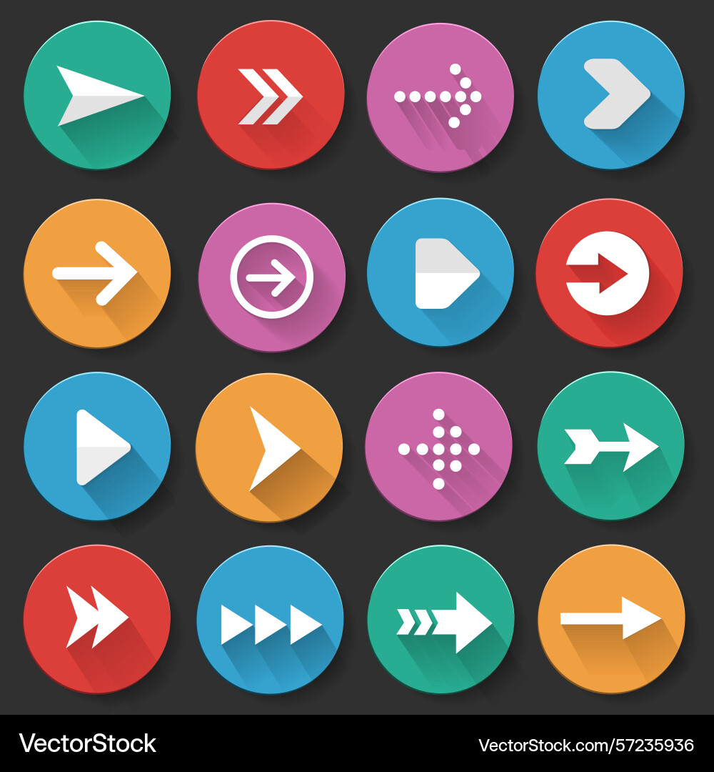 Set arrows icons flat ui design trend image Vector Image