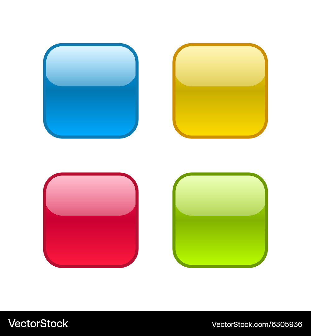 Set of square rounded web buttons with outlines vector image