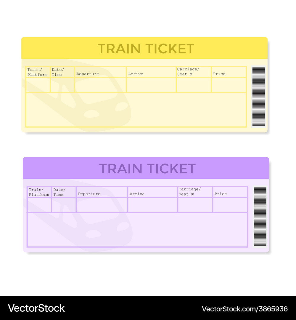 Train tickets in two color versions Vector Image