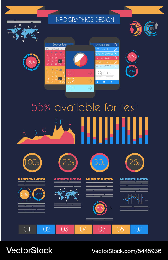 Ui flat design elements for web infographics Vector Image