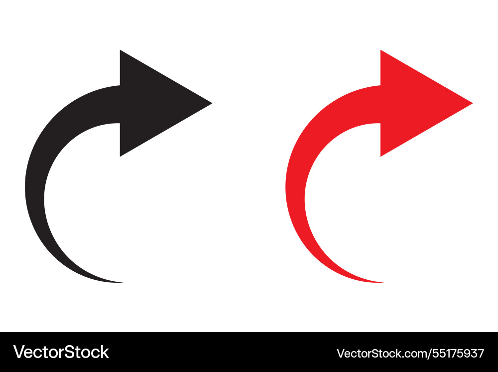 Black curved arrow red pointer dual color Black curved arrow red pointer dual color vector image