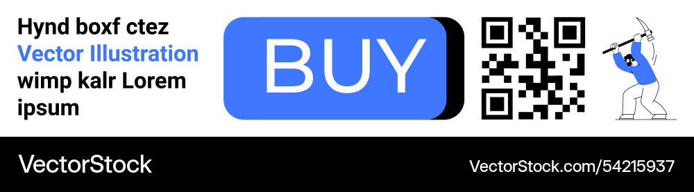 Call-to-action button with qr code and character Call-to-action button with qr code and character vector image