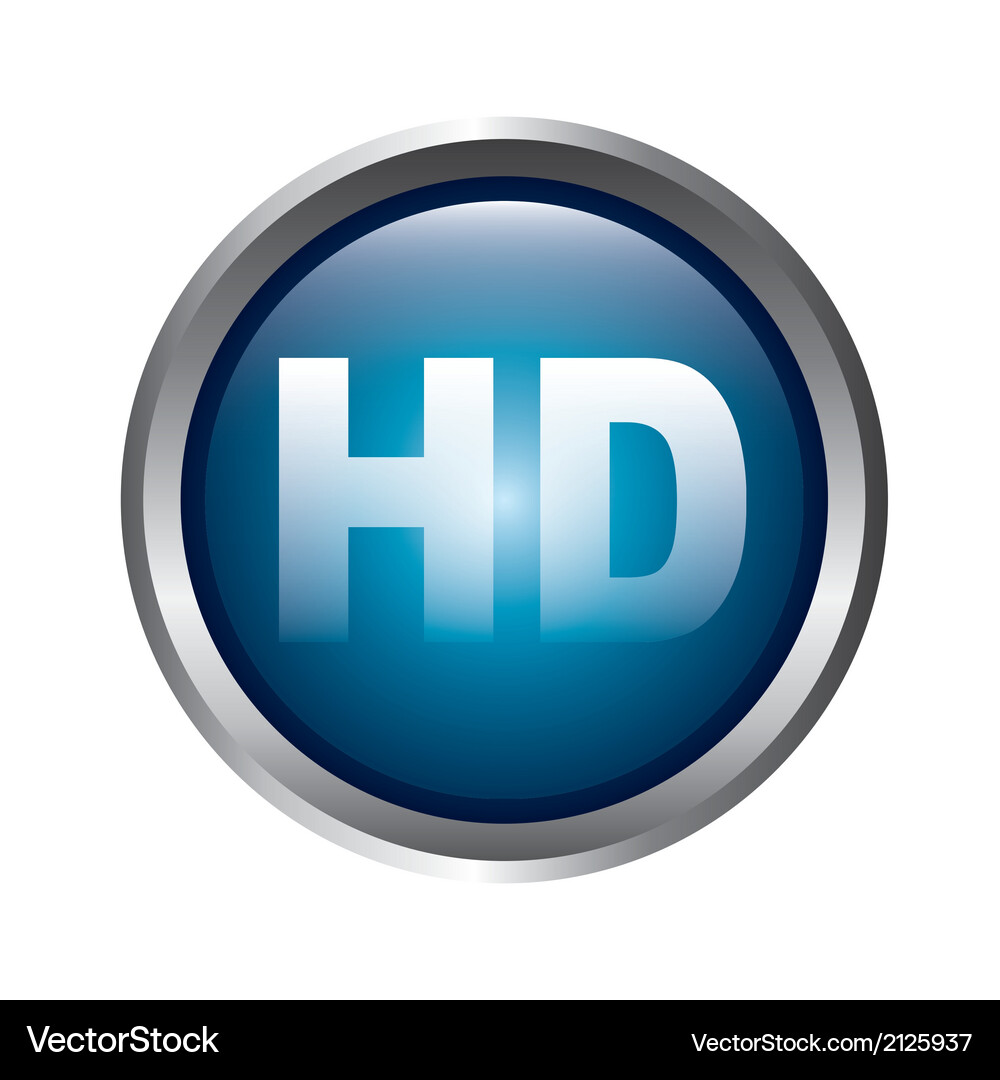 High definition button over gray background Vector Image