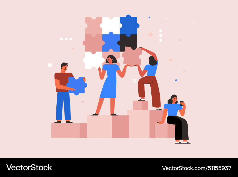 In simple flat style - teamwork and development Vector Image